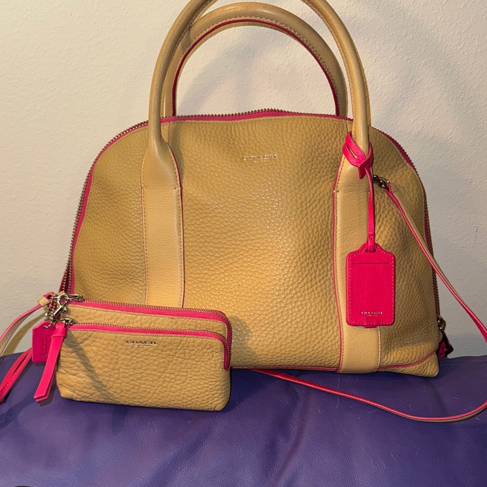 Coach Tan and Pink Satchel Set, GUC